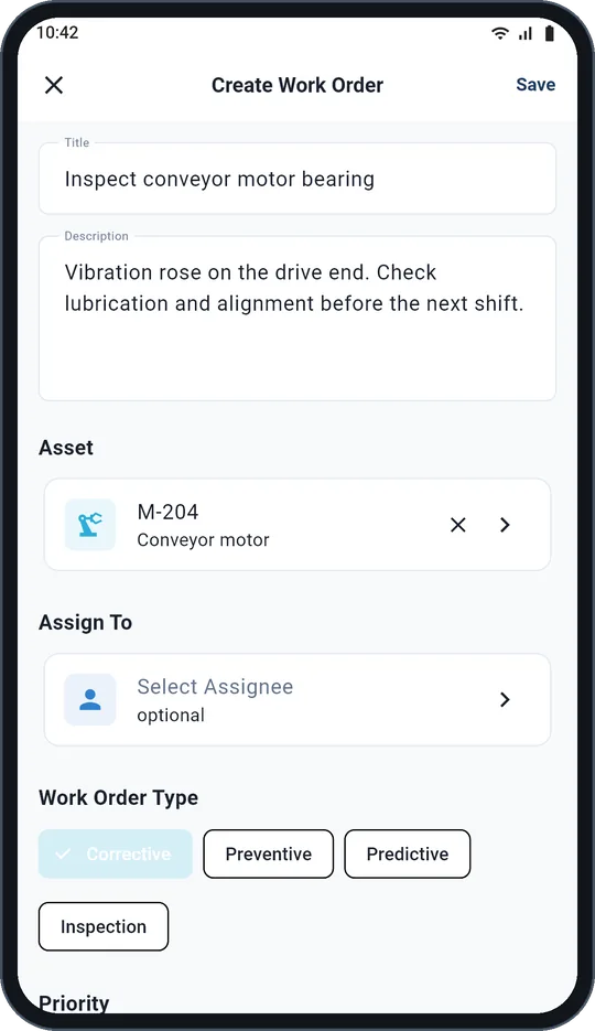 Work orders and observations from the field